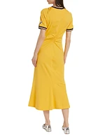 Wing Twisted Short-Sleeve Midi-Dress