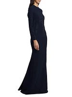 Embellished Crepe Column Gown