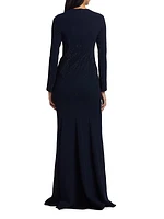 Embellished Crepe Column Gown