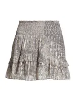 Jane Printed Metallic Silk Miniskirt