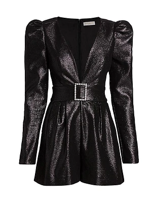 Brooke Metallic Belted Romper