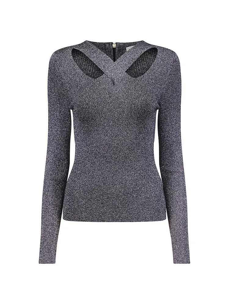 Cut-Out Shimmer Sweater