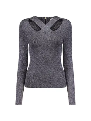 Cut-Out Shimmer Sweater