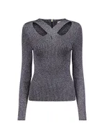 Cut-Out Shimmer Sweater