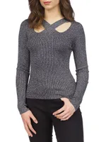 Cut-Out Shimmer Sweater