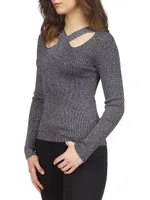 Cut-Out Shimmer Sweater