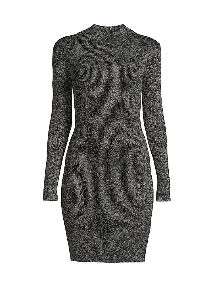 Metallic Long-Sleeve Minidress
