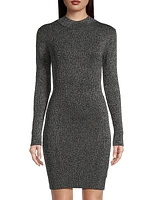 Metallic Long-Sleeve Minidress