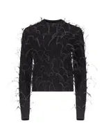 Feather-Embellished Wool-Blend Sweater