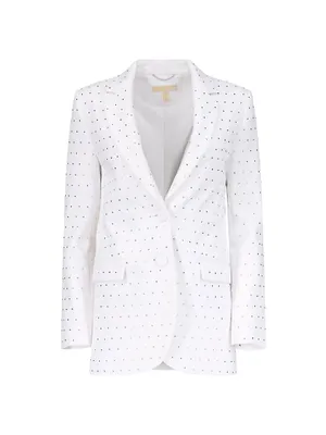 Single-Breasted Studded Crystal Blazer