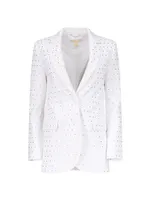 Single-Breasted Studded Crystal Blazer