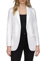 Single-Breasted Studded Crystal Blazer