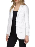 Single-Breasted Studded Crystal Blazer