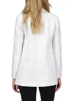 Single-Breasted Studded Crystal Blazer