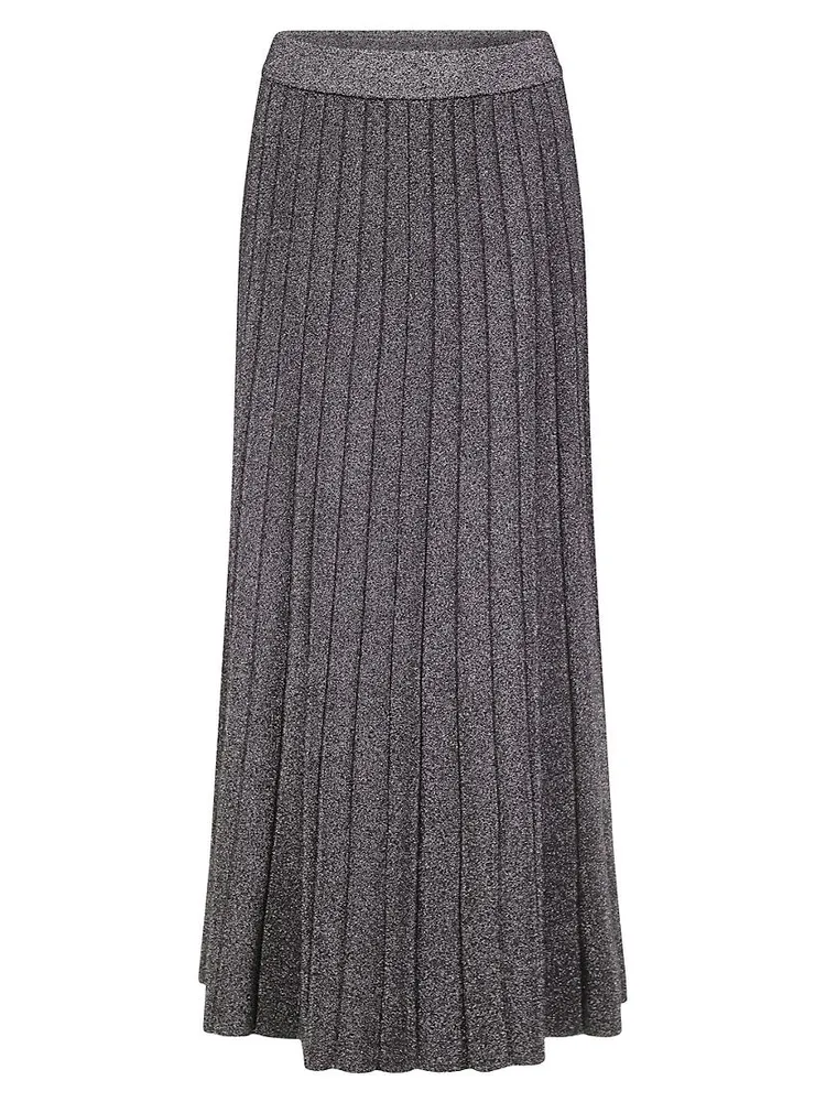 Rib-Knit Metallic Maxi Skirt