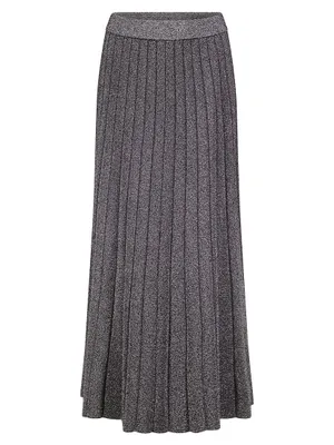 Rib-Knit Metallic Maxi Skirt