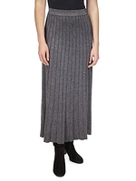 Rib-Knit Metallic Maxi Skirt