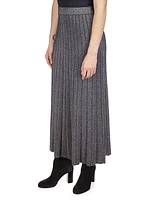 Rib-Knit Metallic Maxi Skirt