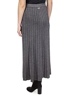 Rib-Knit Metallic Maxi Skirt