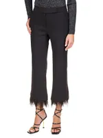 Feathered Stretch Crepe Flare Crop Pants