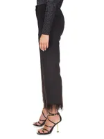 Feathered Stretch Crepe Flare Crop Pants