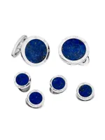 6-Piece Rivet Sterling Silver & Lapis Stud & Cufflink Set