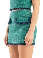 Fringed Tweed Mini Skirt