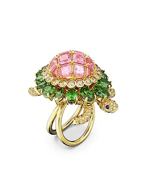 Idyllia Goldtone & Swarovski Crystal Turtle Cocktail Ring