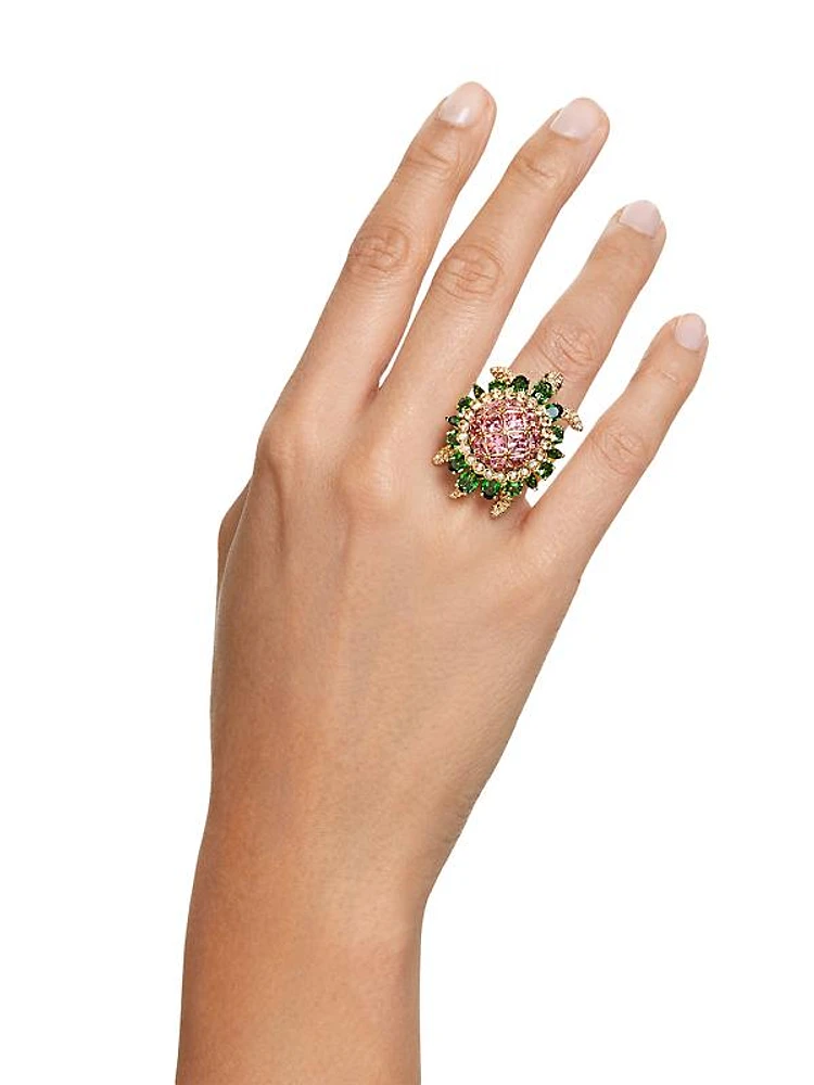 Idyllia Goldtone & Swarovski Crystal Turtle Cocktail Ring