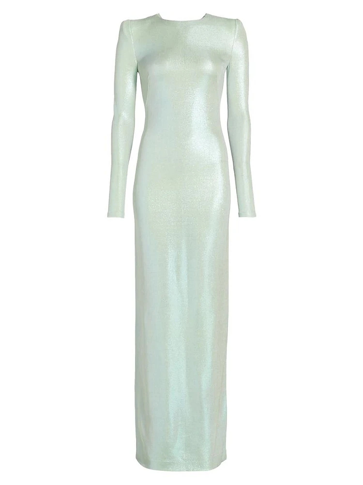 Frieze Jersey Long-Sleeve Column Gown