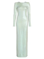 Frieze Jersey Long-Sleeve Column Gown