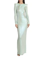 Frieze Jersey Long-Sleeve Column Gown