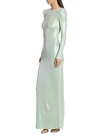 Frieze Jersey Long-Sleeve Column Gown