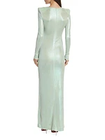 Frieze Jersey Long-Sleeve Column Gown