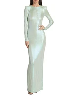 Frieze Jersey Long-Sleeve Column Gown