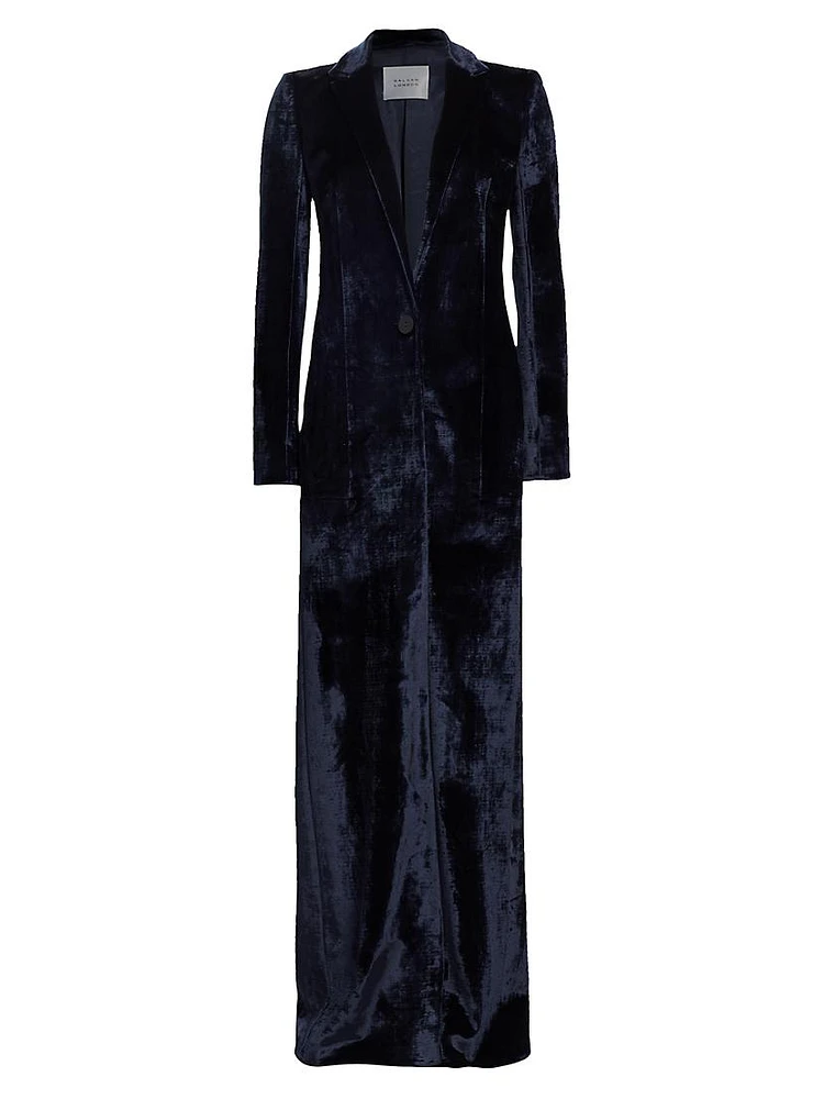 Crushed Velvet Floor-Length Coat