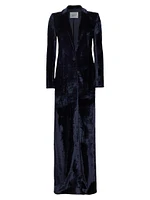 Crushed Velvet Floor-Length Coat