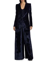 Crushed Velvet Floor-Length Coat