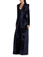 Crushed Velvet Floor-Length Coat