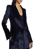 Crushed Velvet Floor-Length Coat