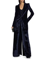 Crushed Velvet Floor-Length Coat