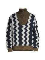 Zig-Zag Alpaca-Blend Half-Zip Sweater