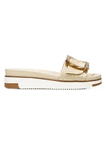 Ariane Raffia Buckle Platform Slides