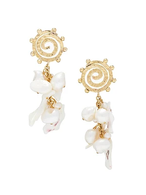 Goldtone, Cultured Freshwater Pearl & Mother-Of-Pearl Drop Earrings