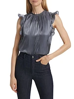 Amiah Ruffle Satin Top