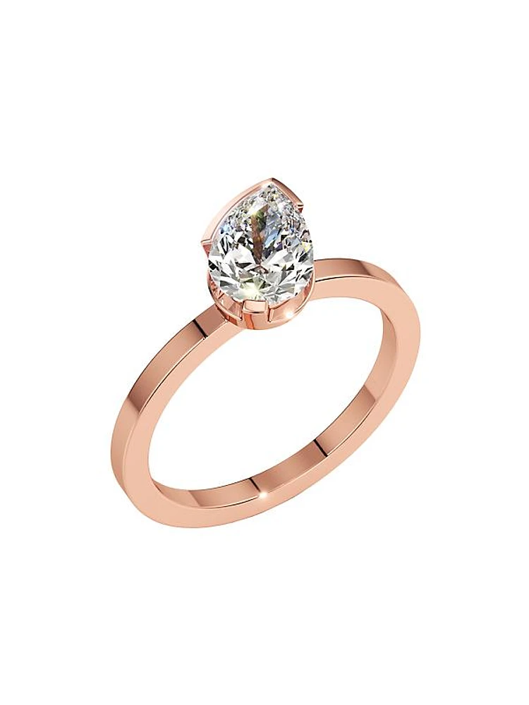 Meta 18K Rose Gold & 1.02 TCW Lab-Grown Diamond Pear-Cut Solitaire Ring