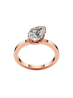 Meta 18K Rose Gold & 1.02 TCW Lab-Grown Diamond Pear-Cut Solitaire Ring