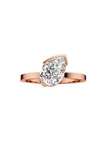 Meta 18K Rose Gold & 1.02 TCW Lab-Grown Diamond Pear-Cut Solitaire Ring