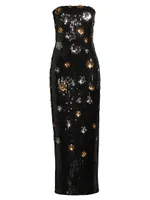 Shiloh Floral Sequined Midi-Dress