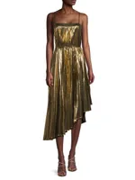 Irene Metallic Asymmetric Midi-Dress